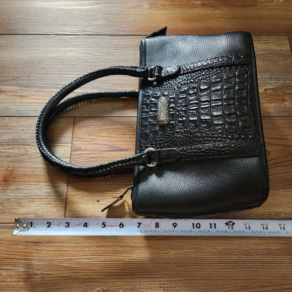 Brighton Handbag Black Leather Top Handle Leila Satchel - Picture 7 of 14